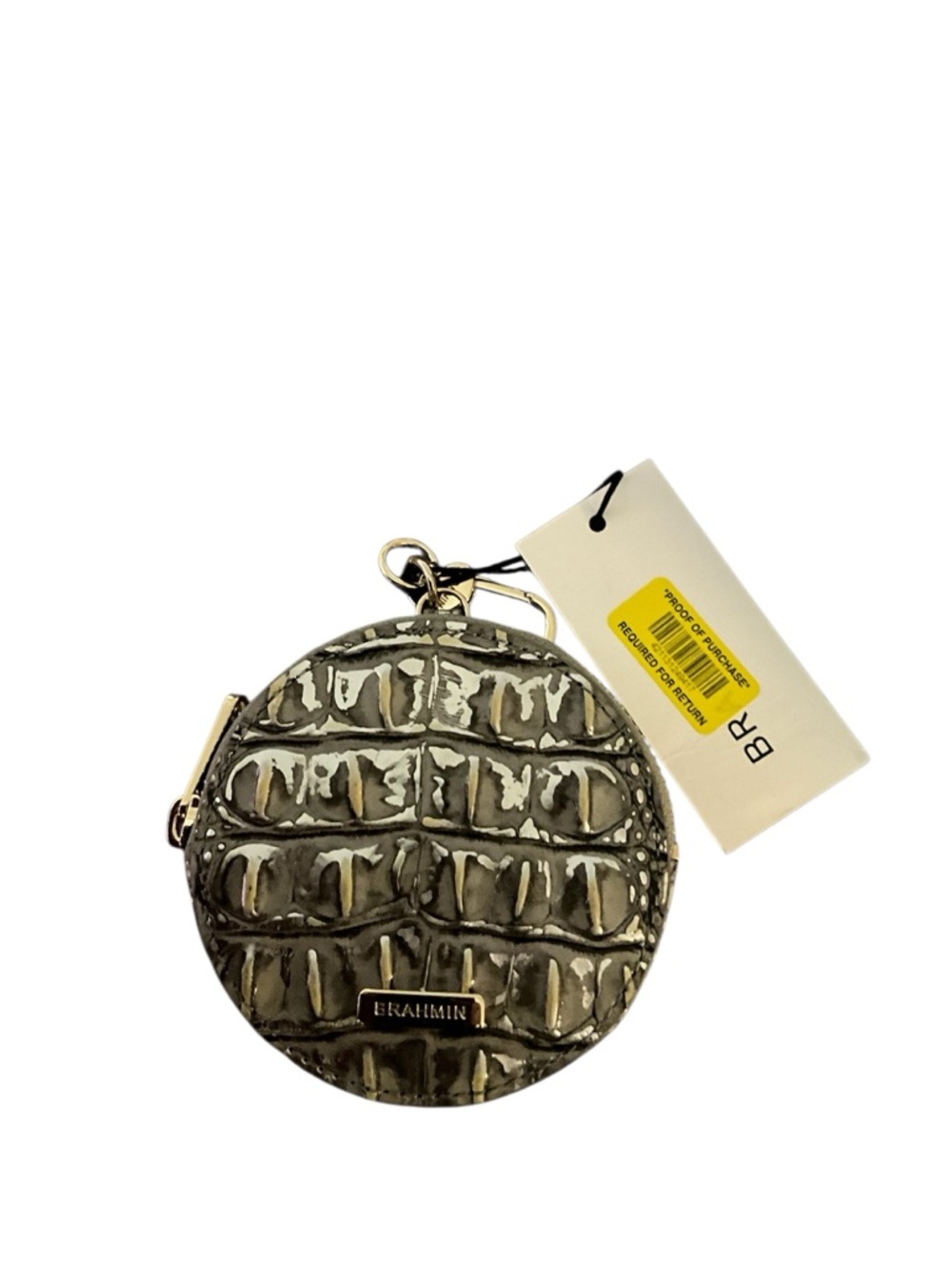 **SALE** NWT Brahmin Silver Metallic Croc-Embossed Round Coin Pouch